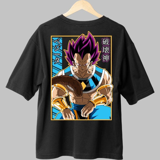 Tricou Anime Dragon Ball – Vegeta Zeu al Distrugerii negru fata