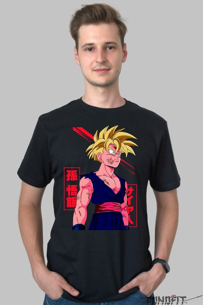 Tricou Anime Dragon Ball Z – Gohan Battle Wounds barbat negru