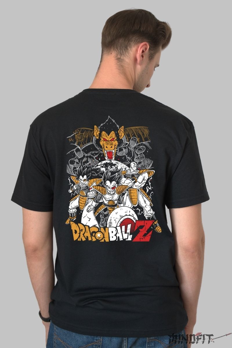 Tricou Anime Dragon Ball Z – Saiyan Invasion barbat negru spate