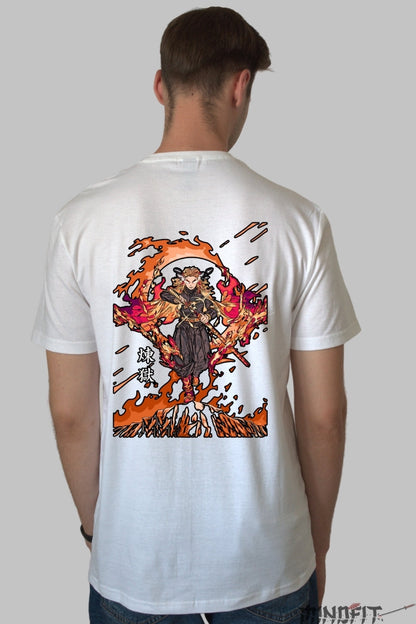 Tricou Anime Flame Hashira - Puterea Flacarii Barbat Alb