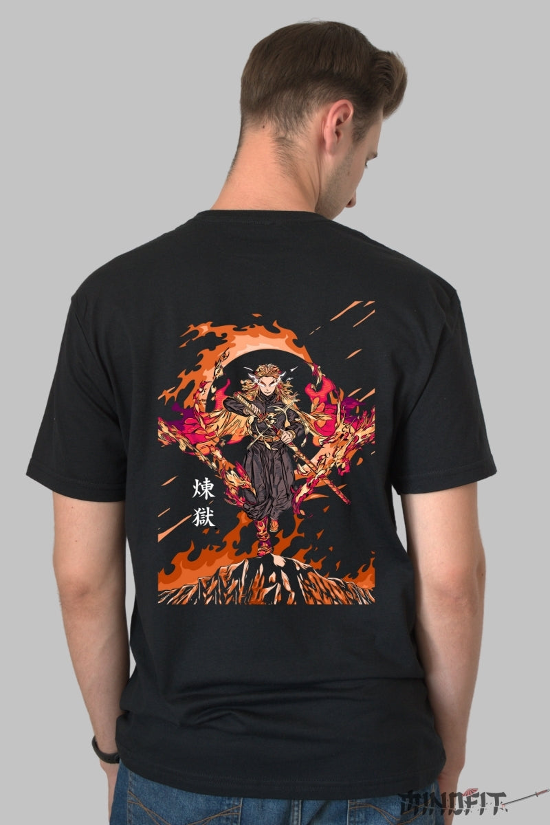 Tricou Anime Flame Hashira - Puterea Flacarii Barbat Negru