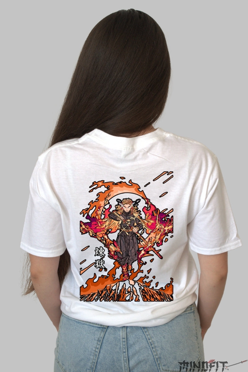 Tricou Anime Flame Hashira - Puterea Flacarii Dama alb