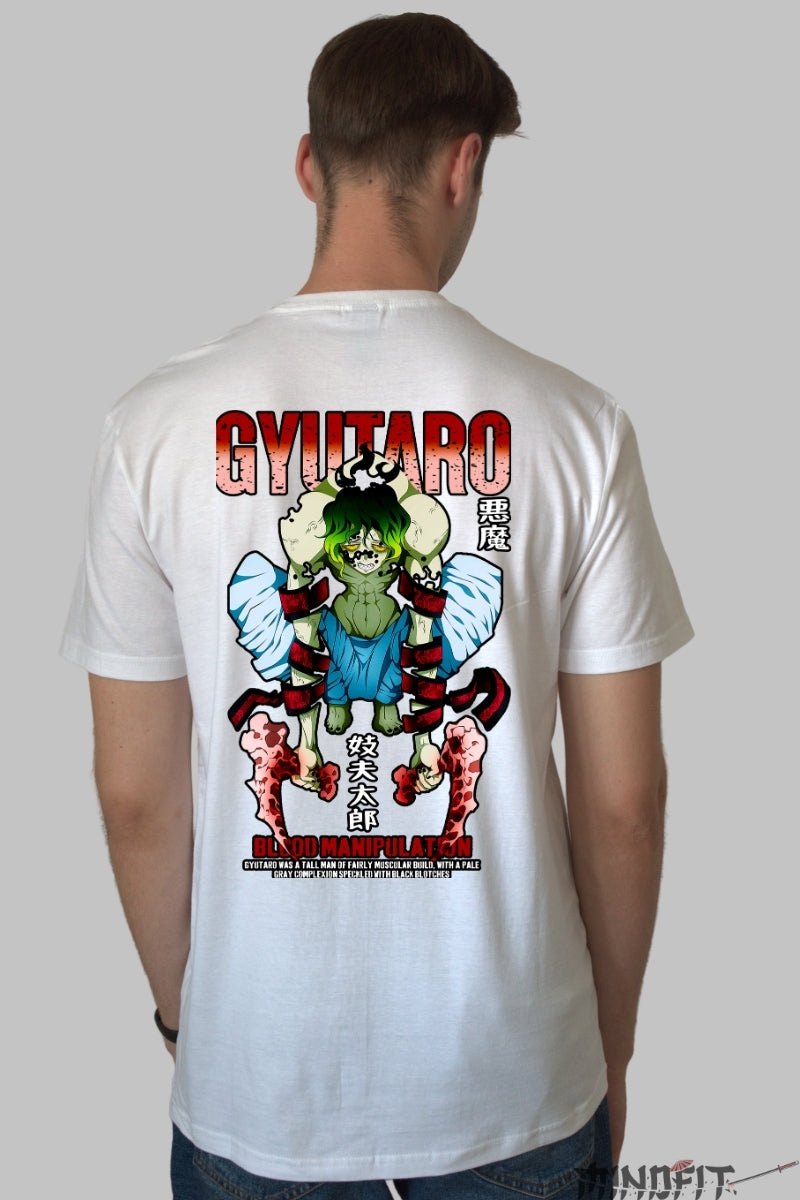 Tricou Anime Gyutaro - Manipulare de Sange Barbat Alb