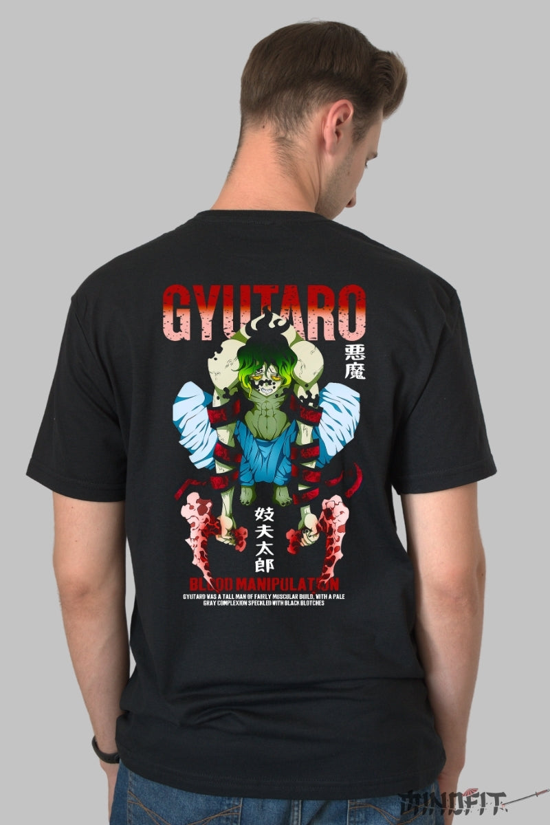 Tricou Anime Gyutaro - Manipulare de Sange Barbat Negru