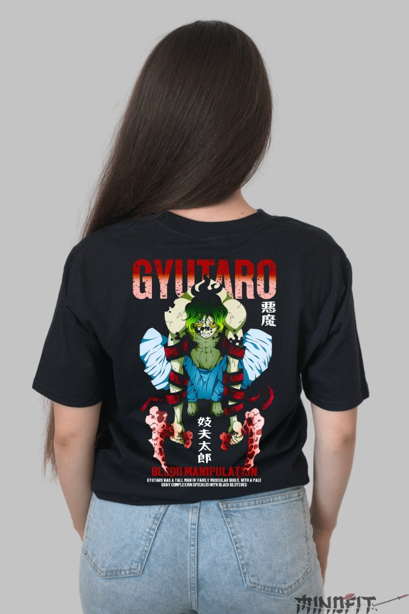 Tricou Anime Gyutaro - Manipulare de Sange Dama Negru