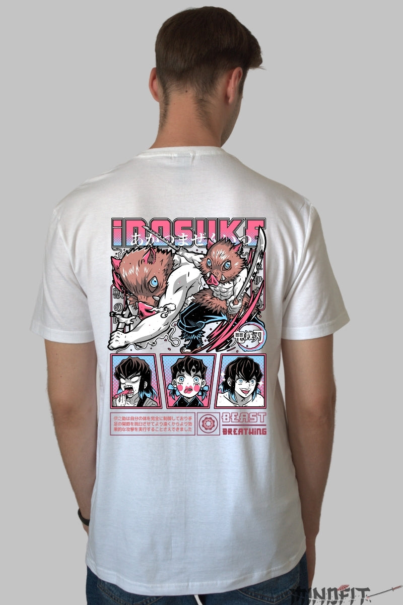 Tricou Anime Inosuke - Bestia Neimblanzita Barbat Alb