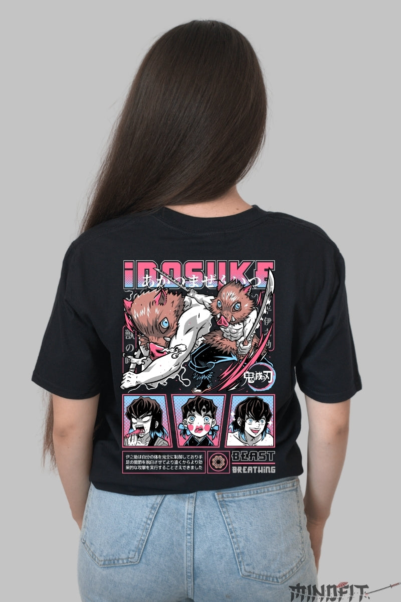 Tricou Anime Inosuke - Bestia Neimblanzita Dama Negru