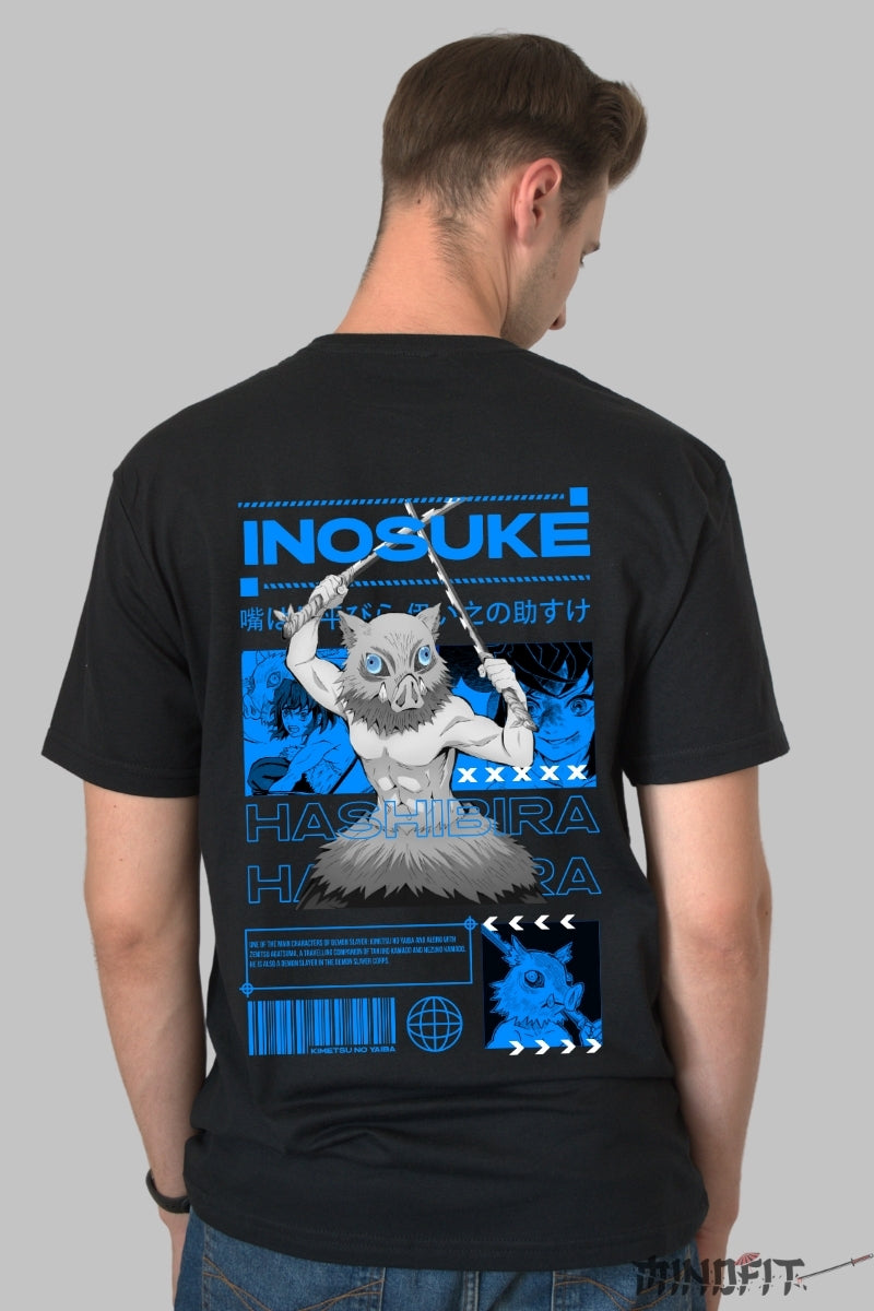 Tricou Anime Inosuke Hashibira - Furia Mistica Barbat Negru