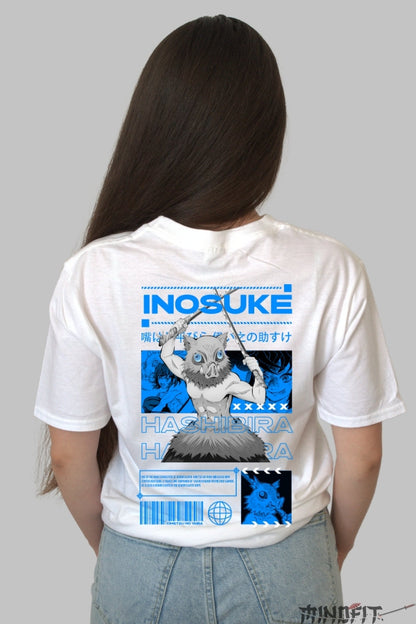 Tricou Anime Inosuke Hashibira - Furia Mistica Dama alb