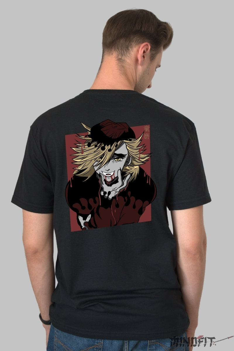 Tricou Anime Demon Slayer  - Doma Putere Seducatoare Barbat Negru