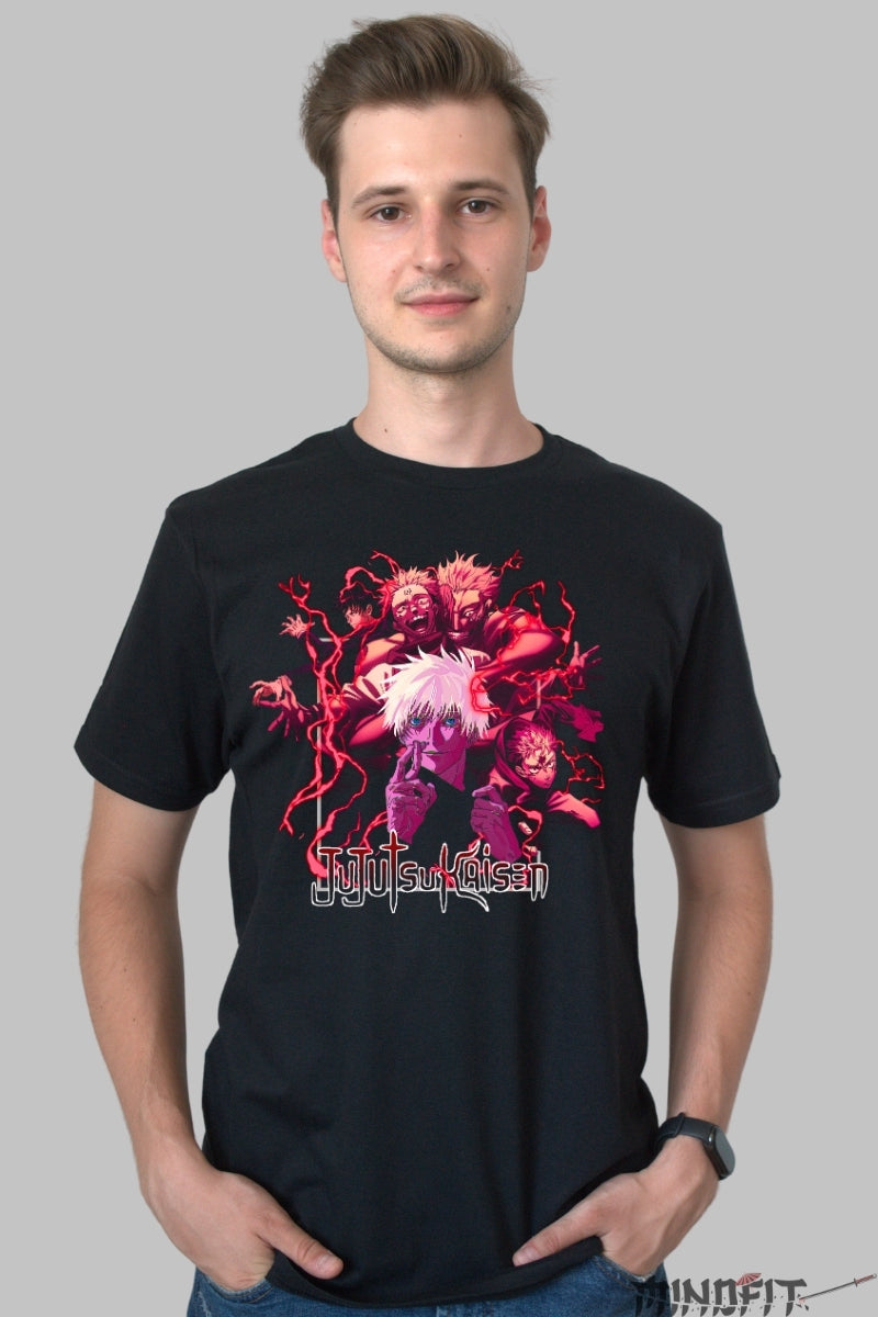 Tricou Anime Jujutsu Kaisen - Aura Blestemelor Supreme Barbat Negru