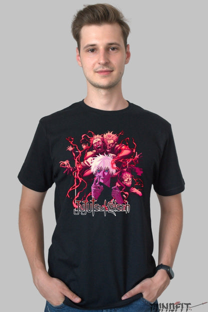 Tricou Anime Jujutsu Kaisen - Aura Blestemelor Supreme Barbat Negru