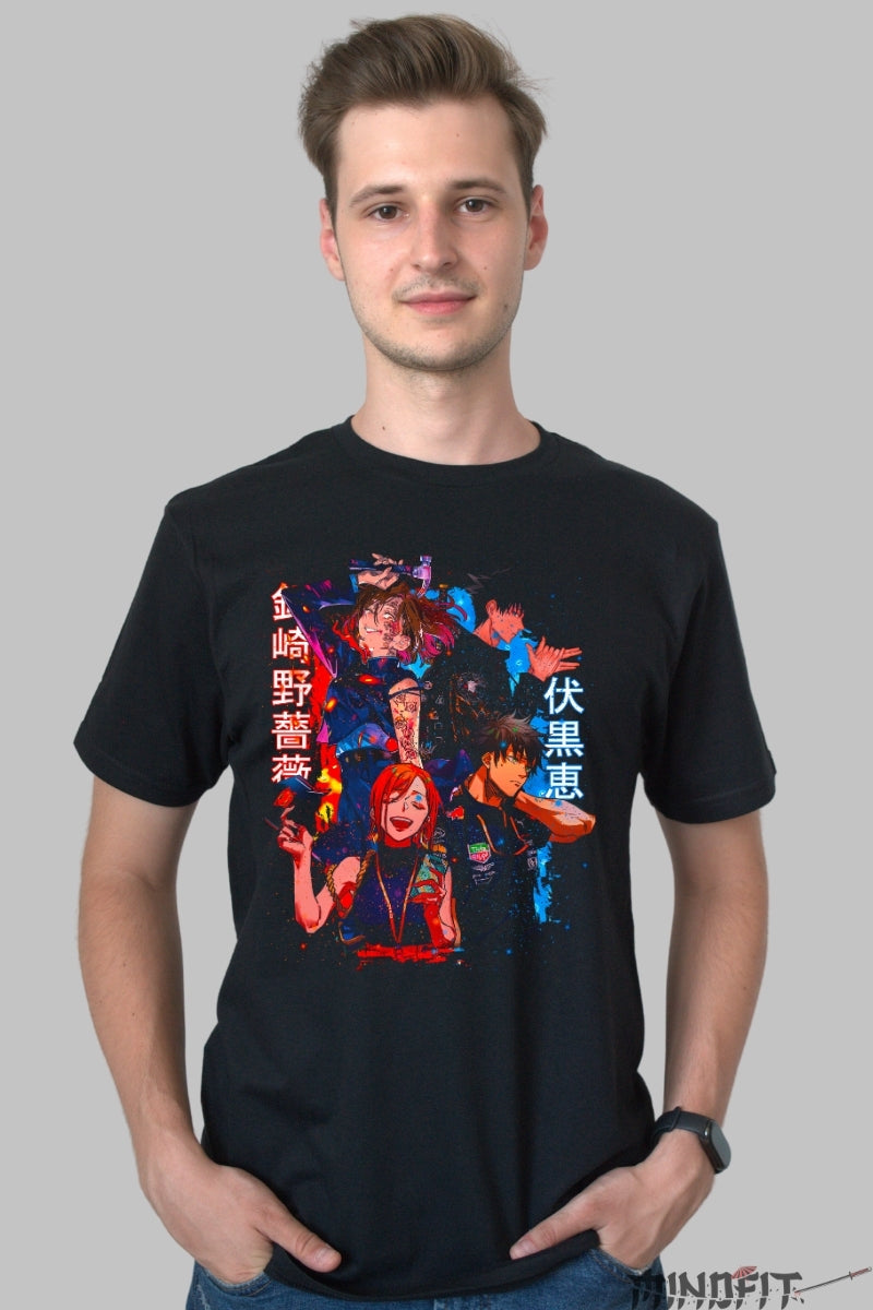 Tricou Anime Jujutsu Kaisen - Echipa Blestemelor si Curajului Barbat Negru