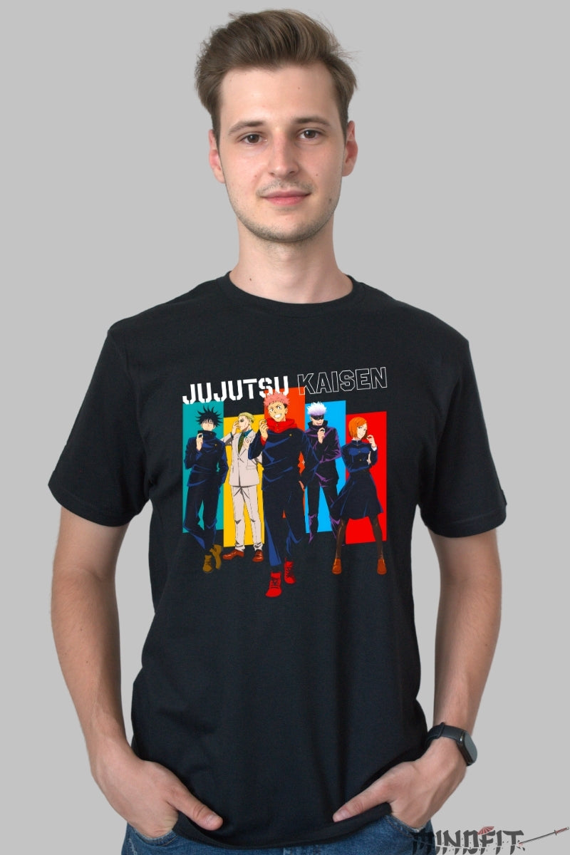 Tricou Anime Jujutsu Kaisen - Echipa Jujutsu la Putere Maxima Barbat Negru