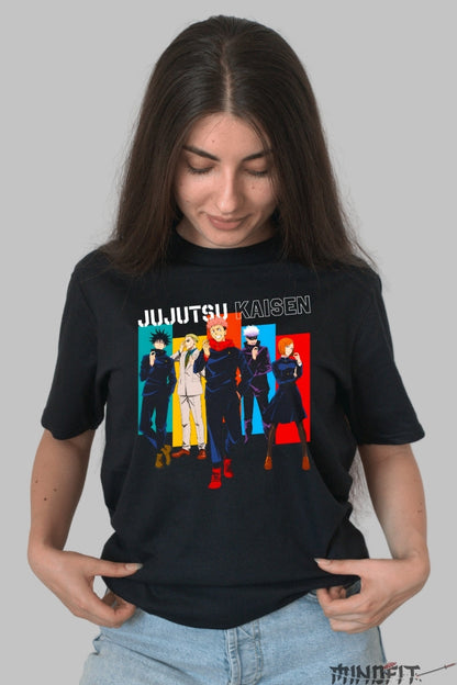Tricou Anime Jujutsu Kaisen - Echipa Jujutsu la Putere Maxima Dama Negru
