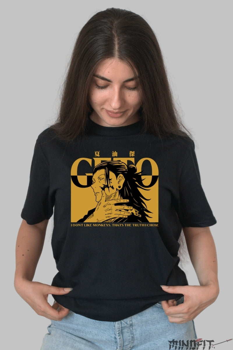 Tricou Anime Jujutsu Kaisen - Geto Adevar Intunecat Dama Negru