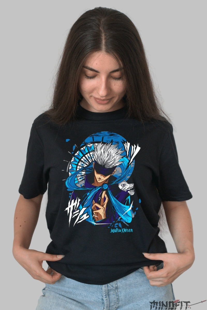 Tricou Anime Jujutsu Kaisen - Gojo Infinitul Absolut Dama Negru