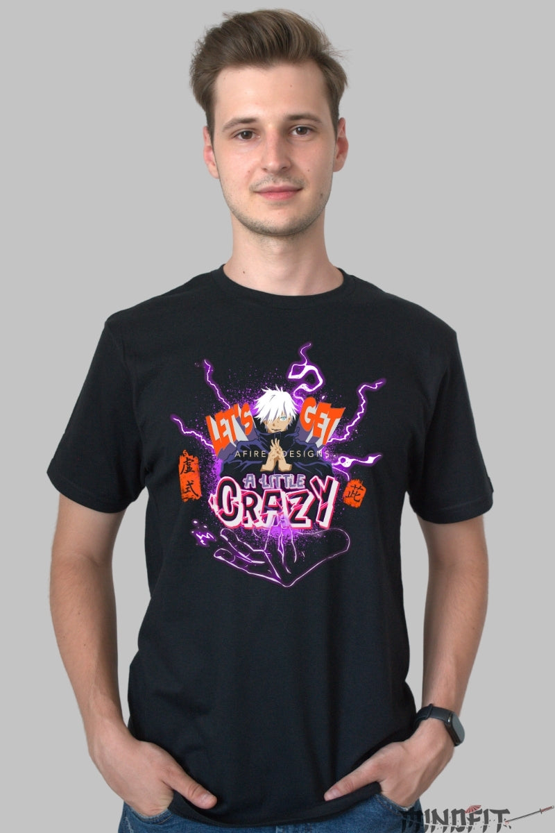 Tricou Anime Jujutsu Kaisen - Gojo Let's Get Crazy Barbat Negru