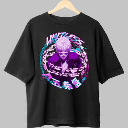 Tricou Anime Jujutsu Kaisen - Gojo Limitless Aura Universala Fata