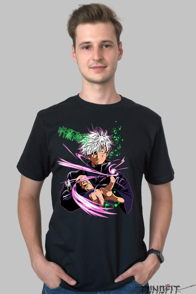 Tricou Anime Jujutsu Kaisen - Gojo Putere Infinita Barbat Negru
