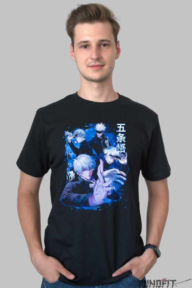 Tricou Anime Jujutsu Kaisen - Gojo Satoru Dominatia Infinita Barbat Negru
