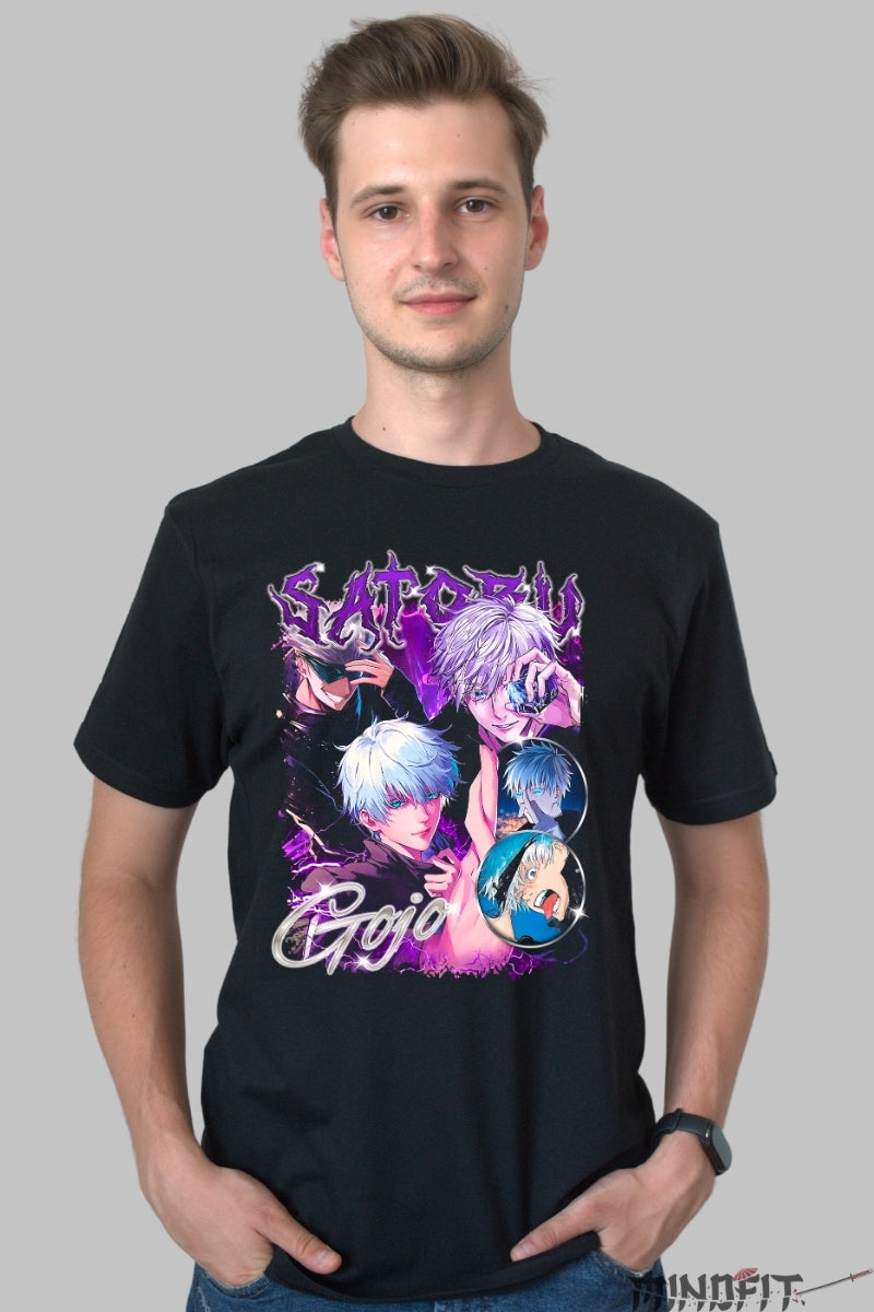 Tricou Anime Jujutsu Kaisen - Gojo Satoru Forta Infinita Barbat Negru