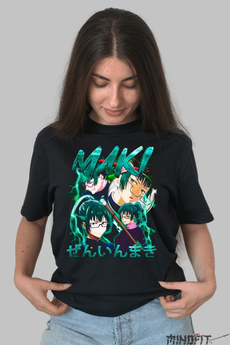 Tricou Anime Jujutsu Kaisen - Maki Forta Clanului Zenin Dama Negru