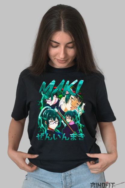 Tricou Anime Jujutsu Kaisen - Maki Forta Clanului Zenin Dama Negru