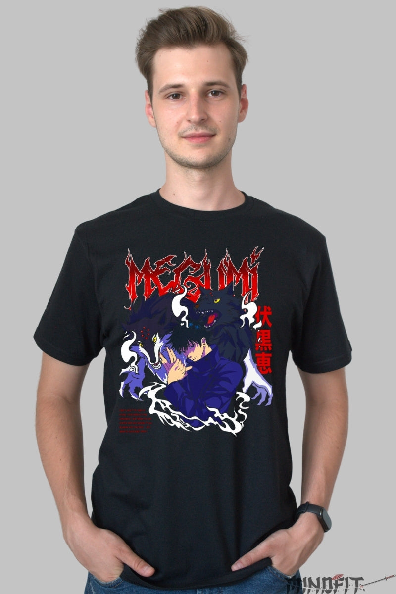 Tricou Anime Jujutsu Kaisen - Megumi si Spiritele Divine Barbat Negru