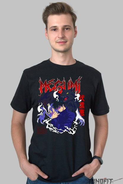 Tricou Anime Jujutsu Kaisen - Megumi si Spiritele Divine Barbat Negru