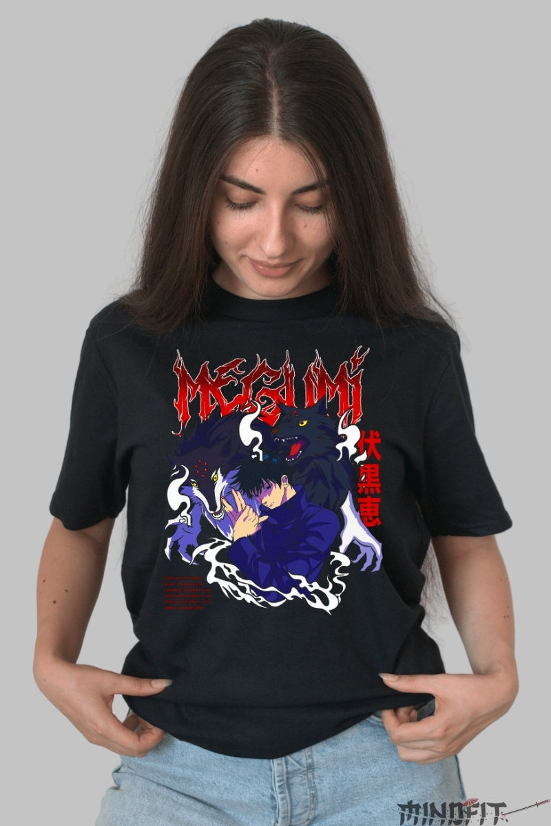 Tricou Anime Jujutsu Kaisen - Megumi si Spiritele Divine Dama Negru