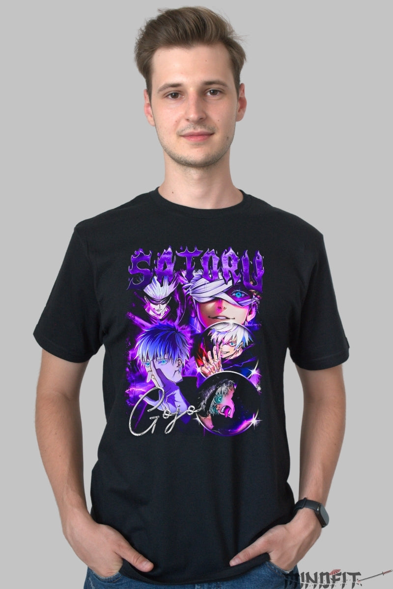 Tricou Anime Jujutsu Kaisen - Satoru Gojo Viziune Suprema Barbat Negru