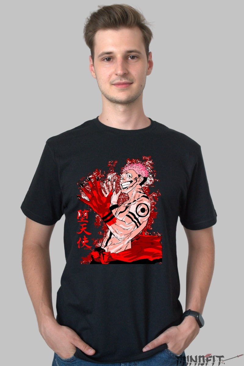 Tricou Anime Jujutsu Kaisen - Sukuna Regele Blestemelor Barbat Negru