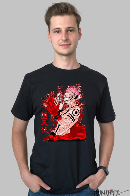 Tricou Anime Jujutsu Kaisen - Sukuna Regele Blestemelor Barbat Negru