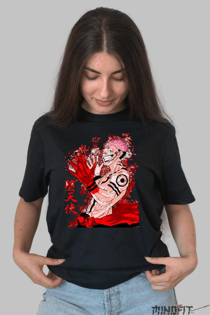 Tricou Anime Jujutsu Kaisen - Sukuna Regele Blestemelor Dama Negru