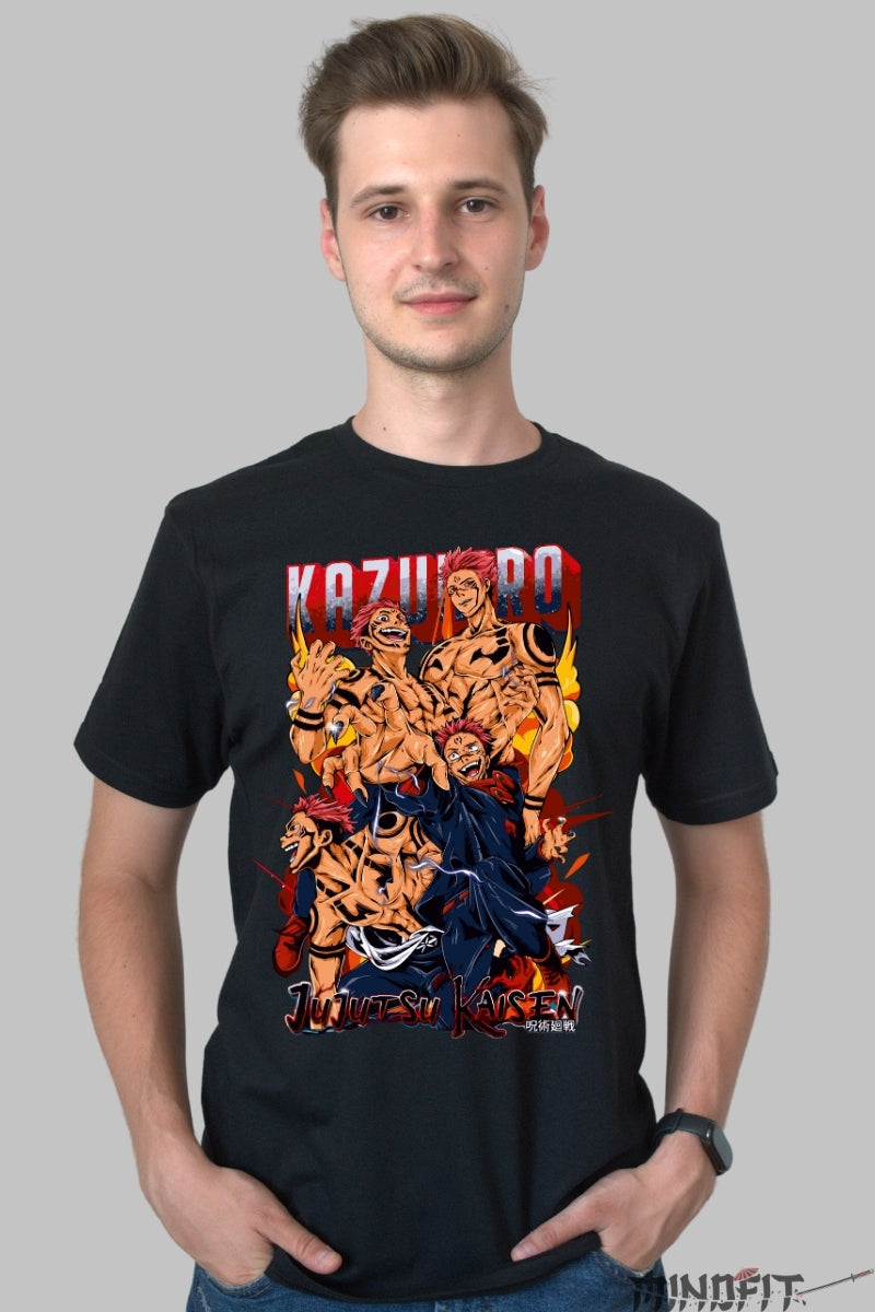 Tricou Anime Jujutsu Kaisen - Sukuna Regele Blestemelor Barbat Negru