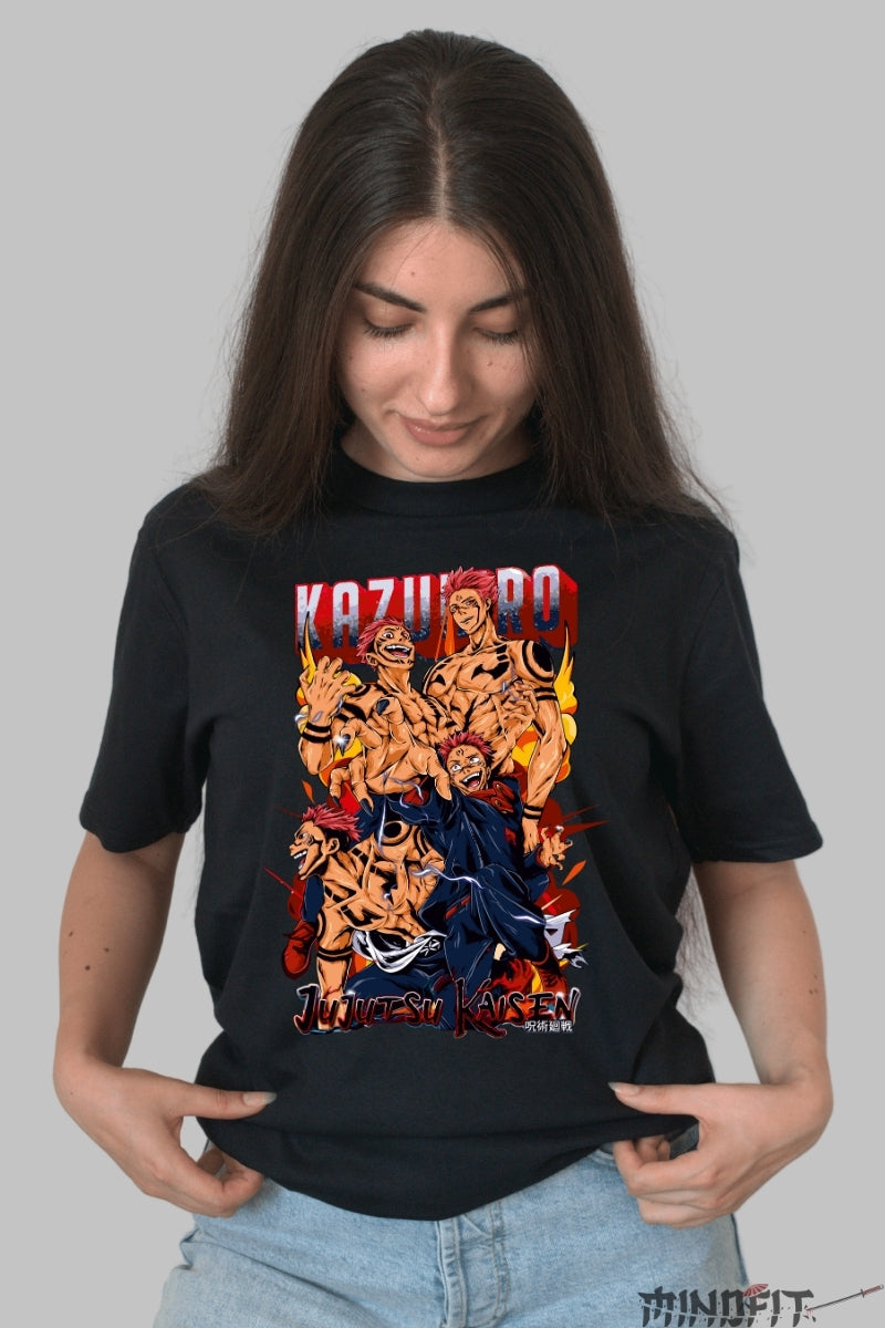 Tricou Anime Jujutsu Kaisen - Sukuna Regele Blestemelor Dama Negru