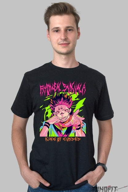 Tricou Anime Jujutsu Kaisen - Sukuna Regele Blestemelor Barbat Negru