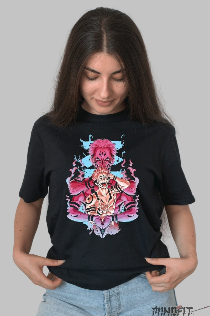 Tricou Anime Jujutsu Kaisen - Sukuna si Mahito Unirea Intunericului Dama Negru