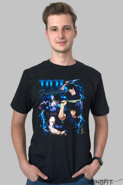 Tricou Anime Jujutsu Kaisen - Toji Fushiguro Forta Fulgere Intunecate Barbat Negru