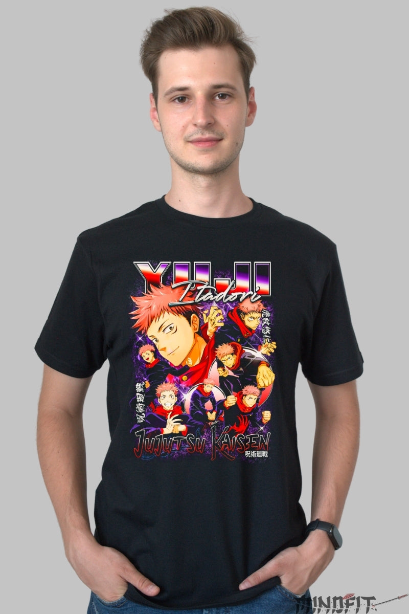 Tricou Anime Jujutsu Kaisen - Yuji Itadori Furia Blestemata Barbat Negru