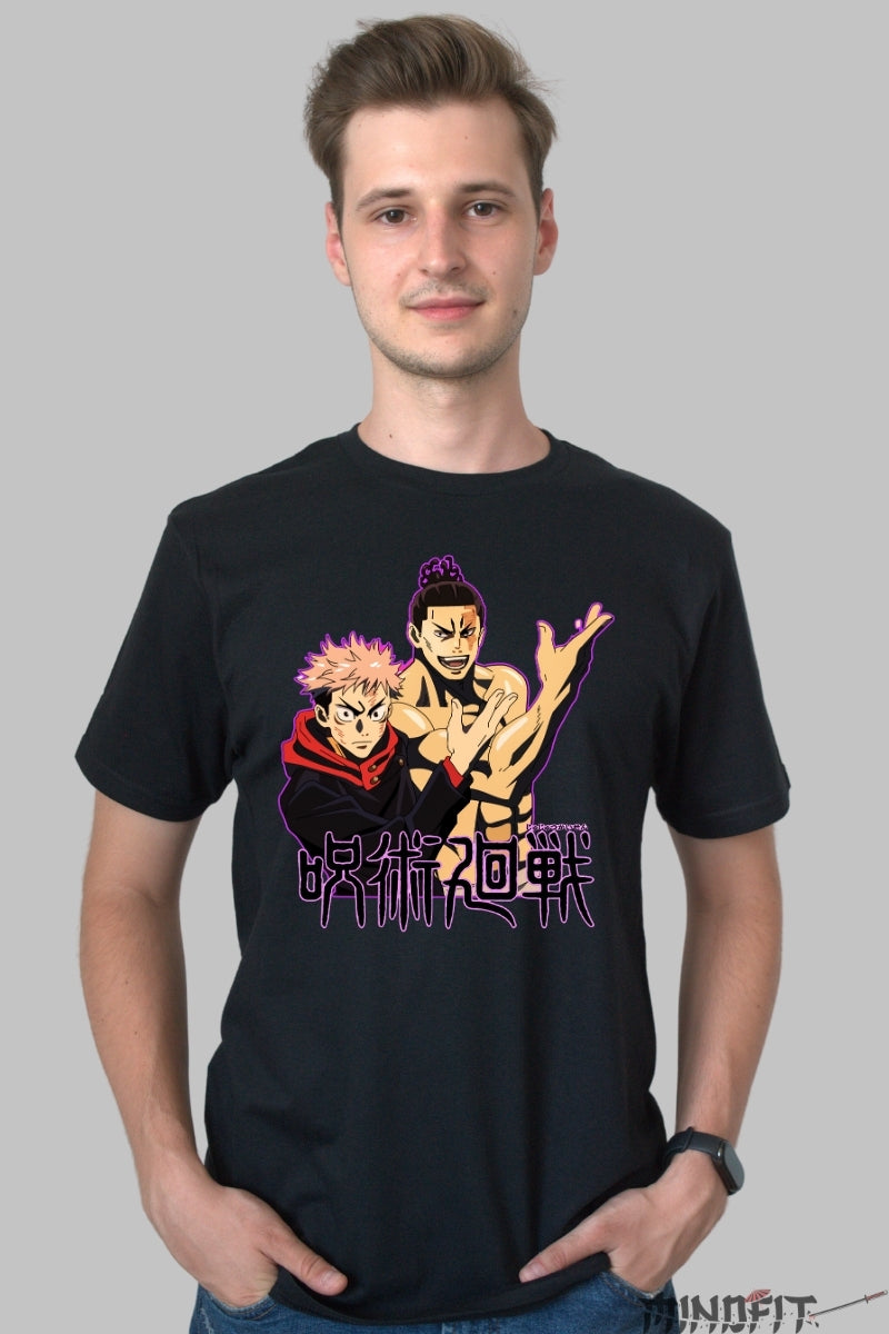 Tricou Anime Jujutsu Kaisen - Yuji si Sukuna Forta Blestemata Barbat Negru