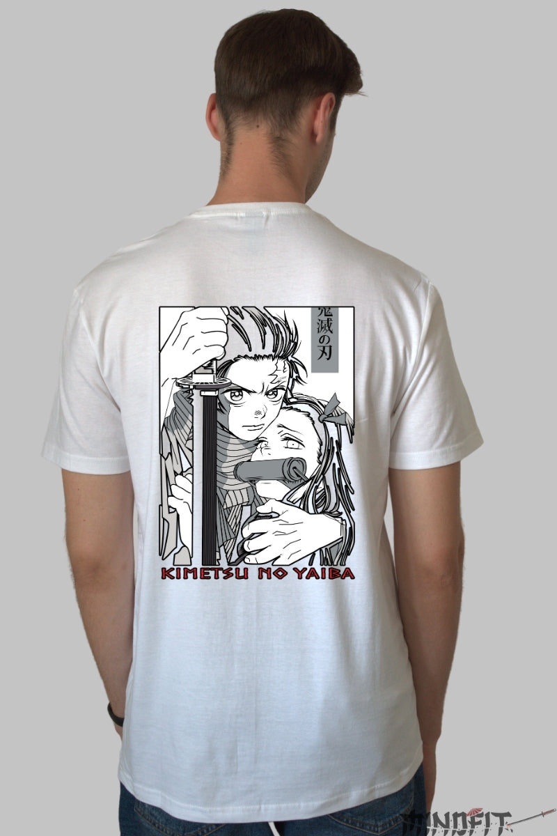 Tricou Anime Kimetsu no Yaiba Protectie Totala Barbat Alb