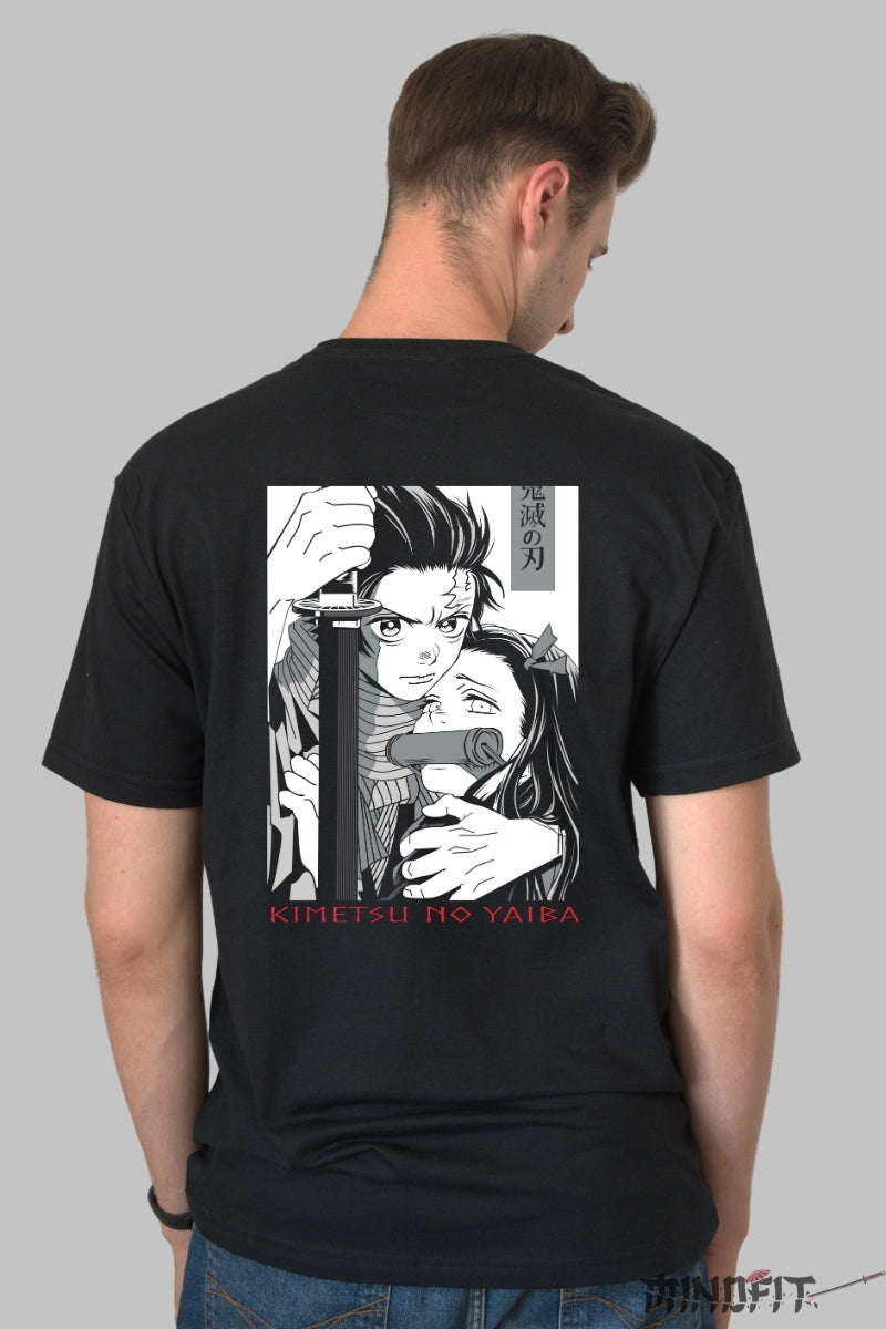 Tricou Anime Kimetsu no Yaiba Protectie Totala Barbat Negru