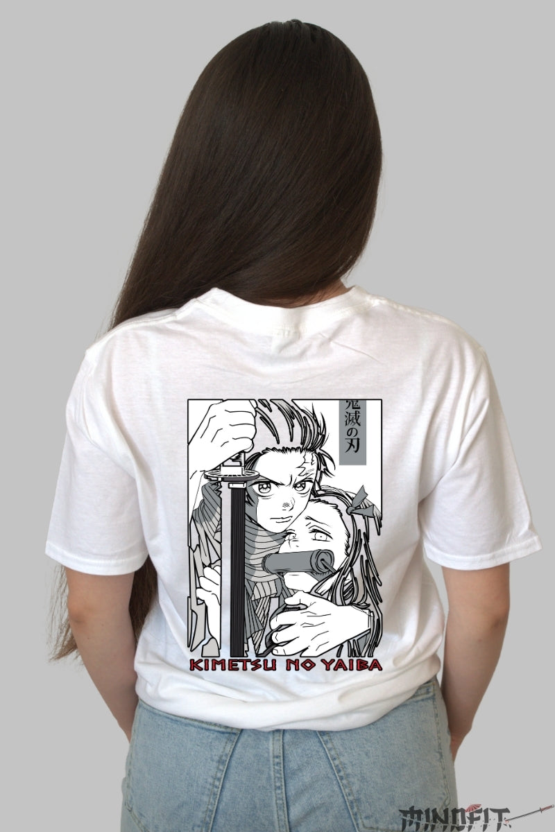 Tricou Anime Kimetsu no Yaiba Protectie Totala Dama alb