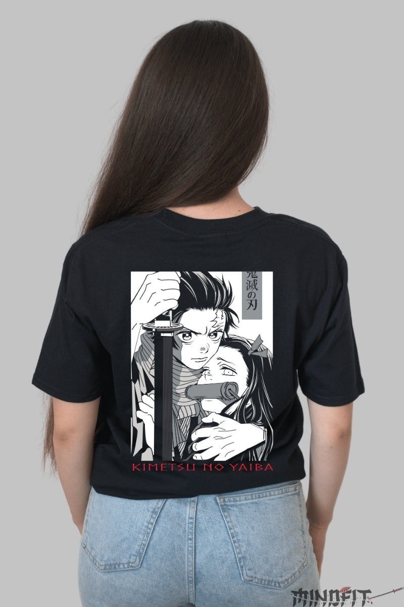 Tricou Anime Kimetsu no Yaiba Protectie Totala Dama Negru