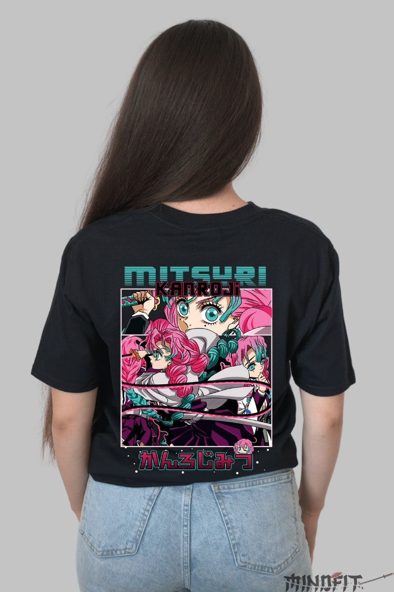 Tricou Anime Mitsuri - Sabia Iubirii Supreme Dama Negru