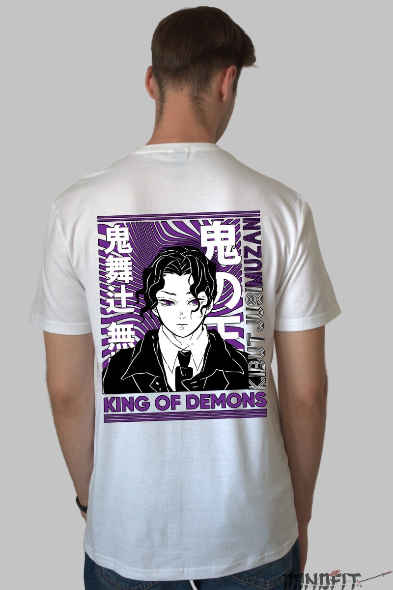 Tricou Anime Muzan Kibutsuji - Regele Demonilor Barbat Alb