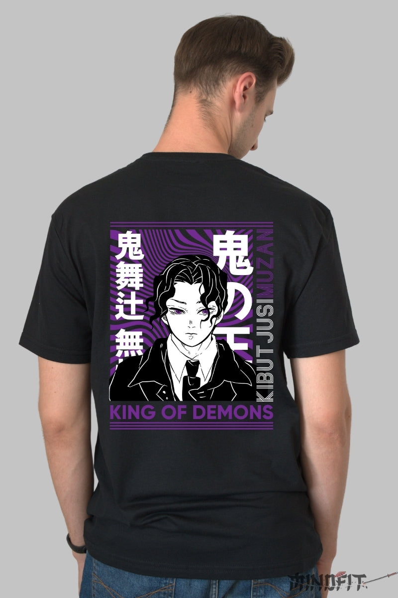 Tricou Anime Muzan Kibutsuji - Regele Demonilor Barbat Negru