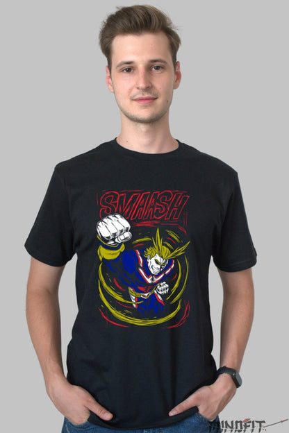 Tricou Anime My Hero Academia - All Might Smash Legendar Barbat Negru